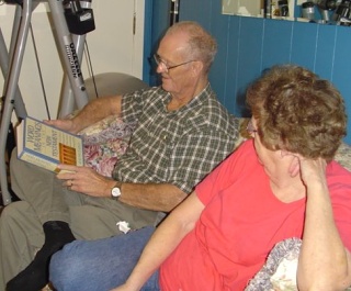 Dad examines gift